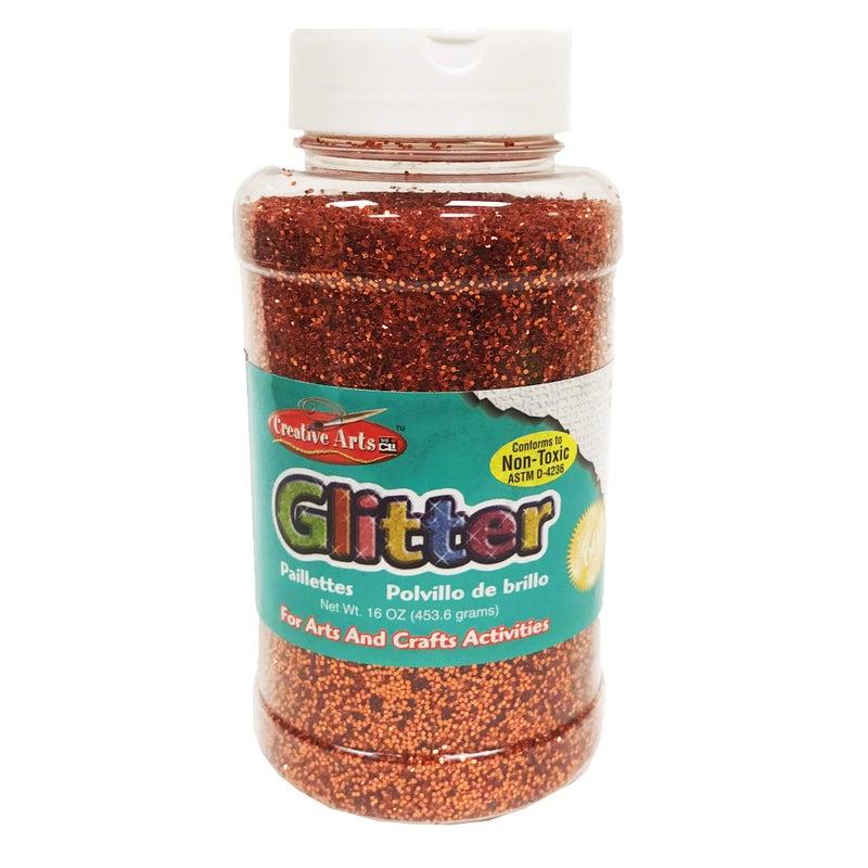 Charles Leonard Creative Arts by Charles Leonard Glitter, 16 Ounce Bottle, Orange (41165) - Image 1